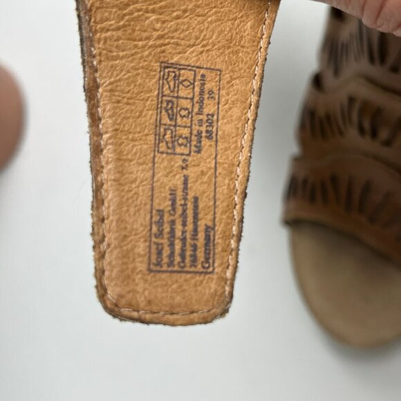 Josef Seibel Sandals Brown Heel Cut-out Sunny Leather 39 US 8 Velcro Strap - Picture 6 of 8